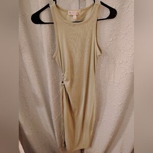 Elegant Mint Green Sleeveless Dress W/Bottom Slit & Hip Tie